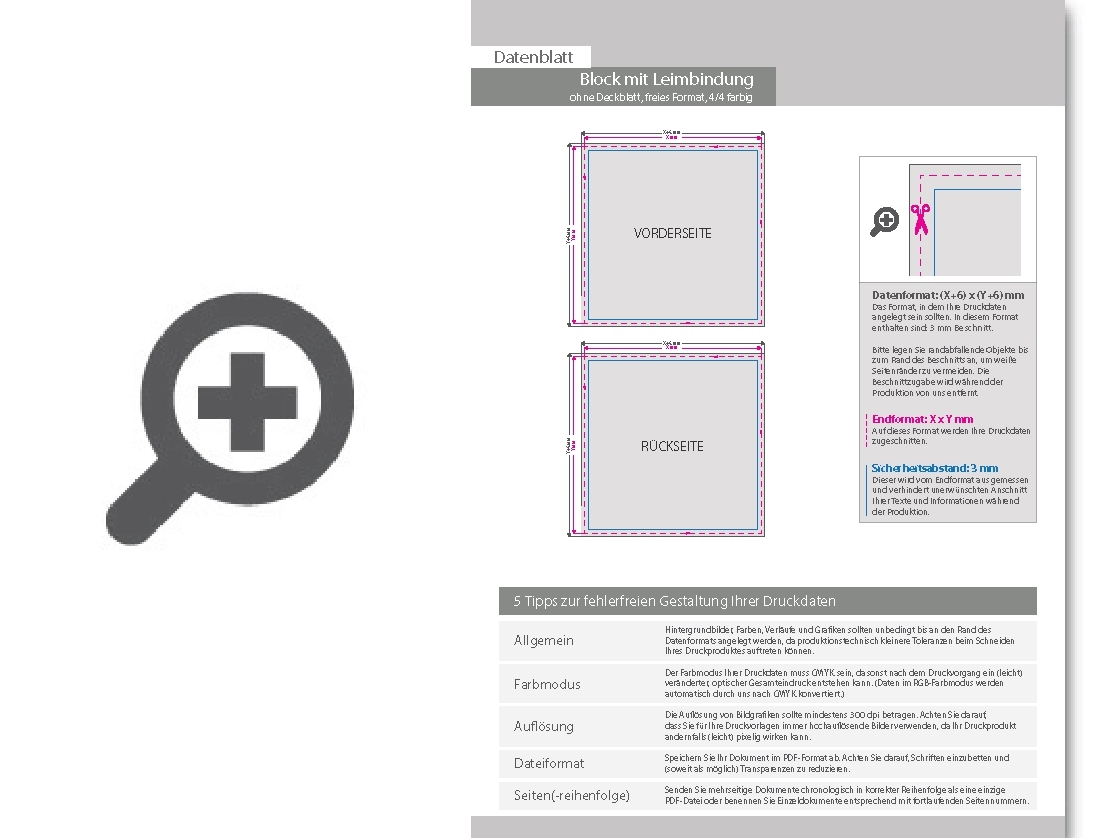 Product Bild block_mit_leimbindung__100_blatt__4_4_farbig_beidseitig_bedruckt__eigene_gr____e_(freies_format)